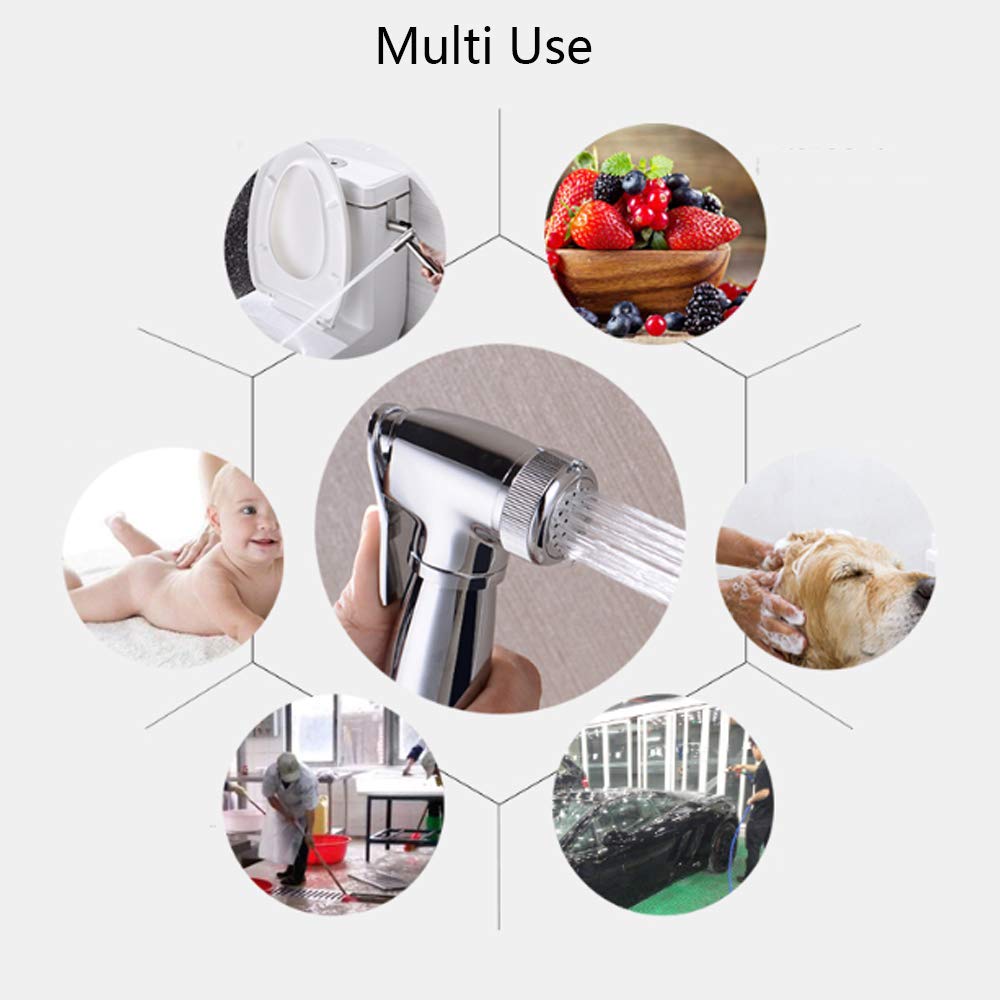 Bidet Pulvérisateur Laiton Chromé Double Poignée Montage Mural Ensemble de Robinet Vaporisateur Hygiénique avec Eau Chaude et Froide, pour Hygiène Personnelle