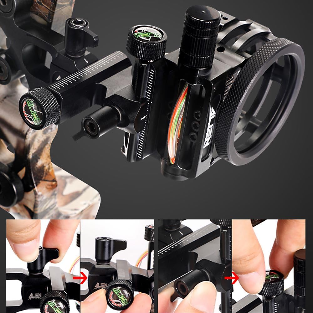 Mirino per arco compound 5 Pin in alluminio con luce Accessorio caccia