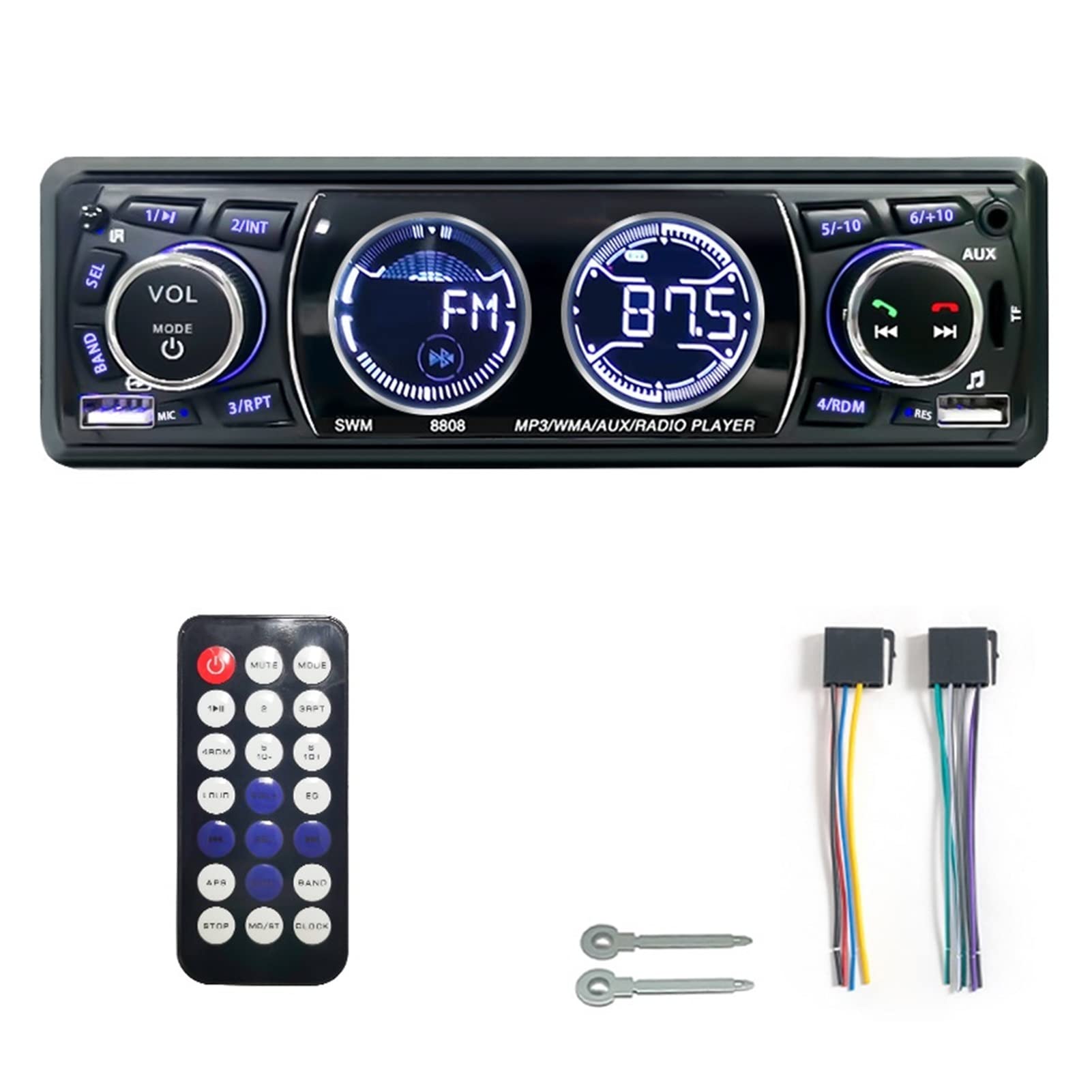 Radio samochodowe audio 1din bluetooth stereo Mp3 Gracz Fm Odbiornik 60WX4 Wsparcie dla ładowania telefonu Aux/USB/TF Karta w zestawie Dash Przenośny