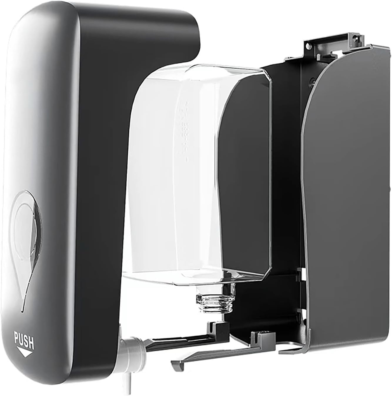 Hilitand Manual, 500ml Capacity Double Leak Proof Pump Wall Mount Liquid with Large Button for Kitchen Bathroom