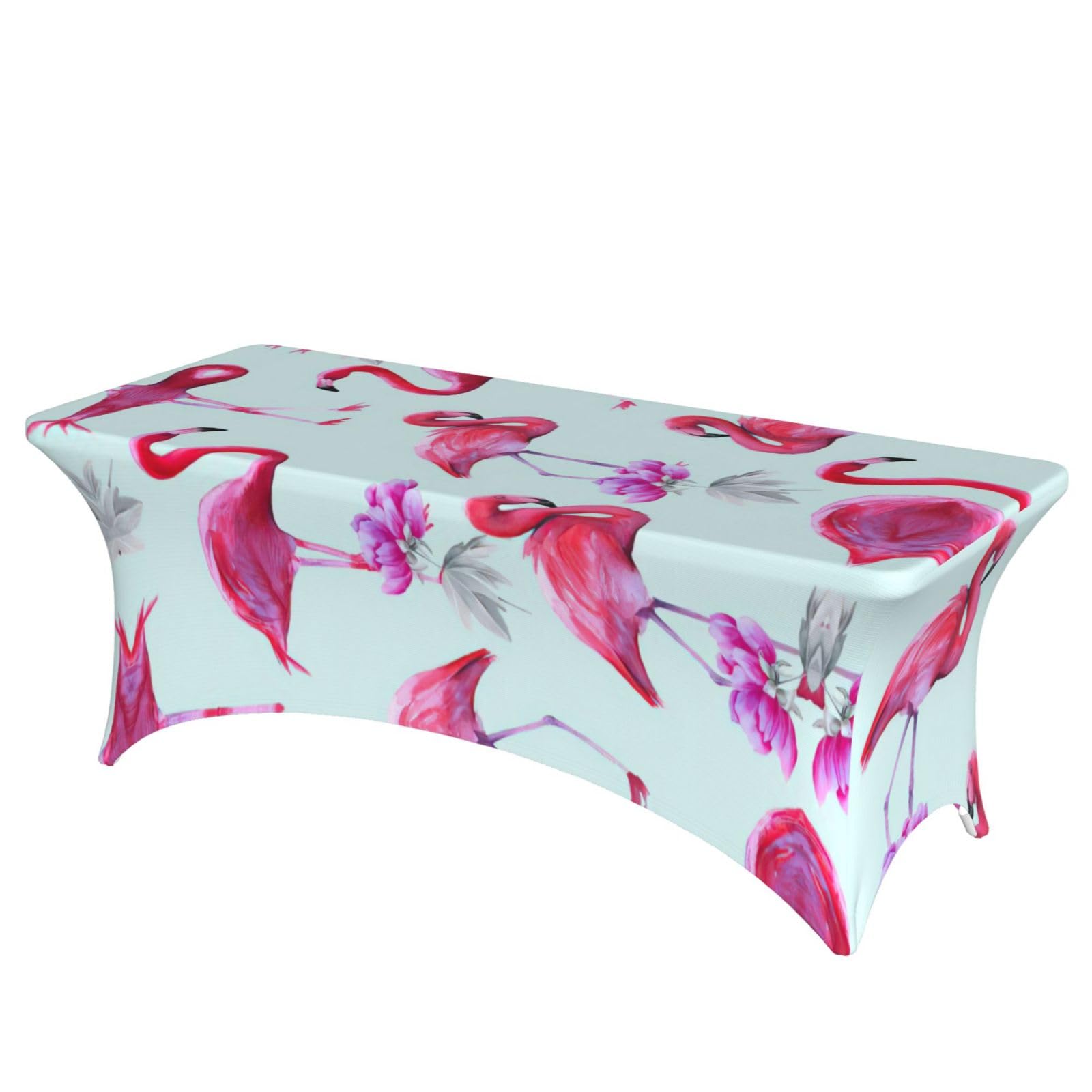 Housse de table rectangulaire flamants roses 1,8m EdWal en élasthanne
