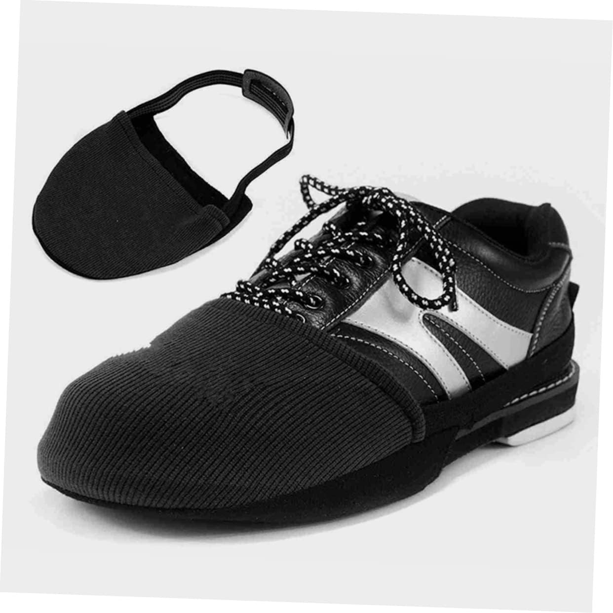 BESPORTBLE 4pairs Bowling Shoe Covers Adjustable Elastic Band Non-Slip Sliding Mat for Enhanced Grip Compact Design for Easy Carrying Black