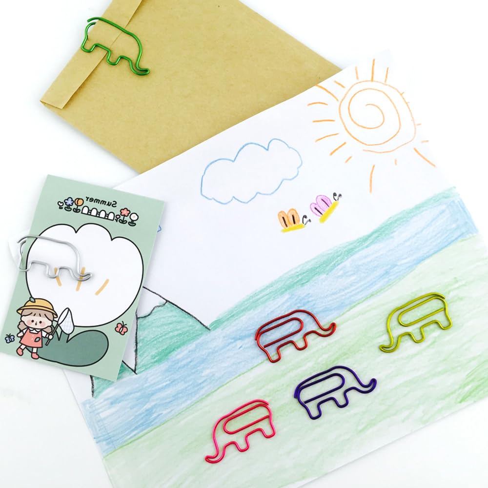 Büroklammern mit Tiermotiven, niedlicher Elefant, verschiedene Farben, schöne Lesezeichen-Clips für Kinder, Party, Einladungskarte, Studenten, Sammelalben, Notizbuch, 60 Stück