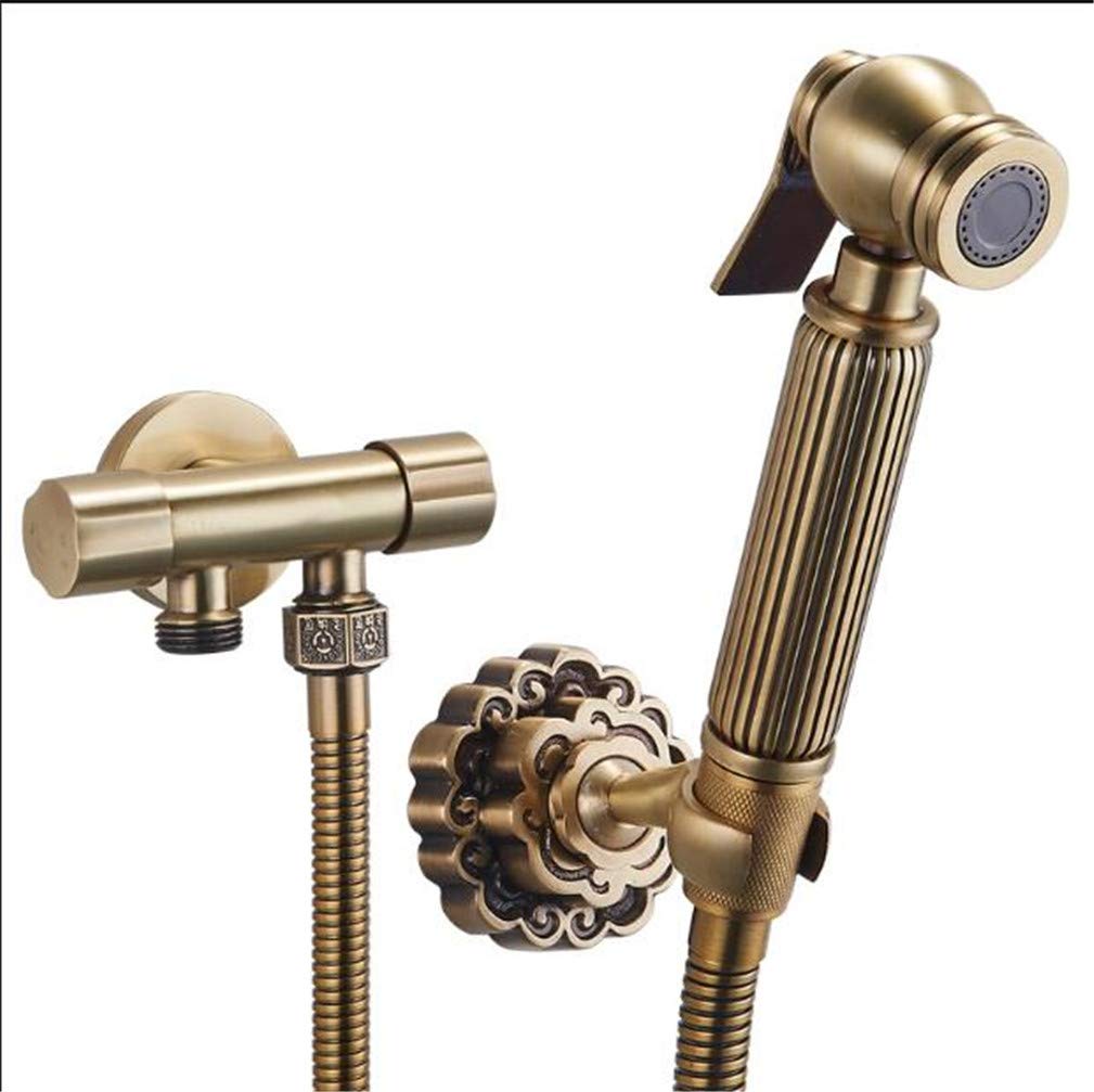 Bidet portátil para evitar irritaciones con manguera de 1,5 metros y soporte de latón antiguo