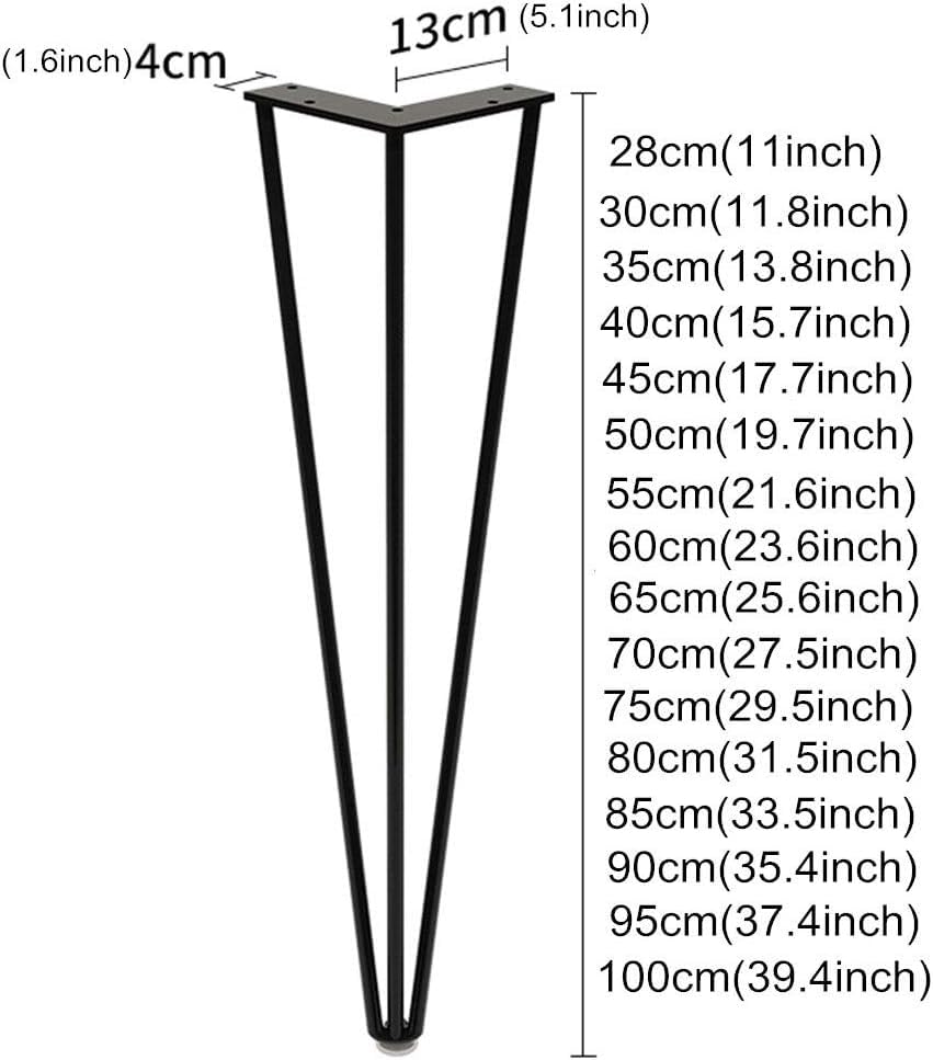 Patas de mesa de horquilla con tres varillas y protectores para proyectos de decoración rústica 3