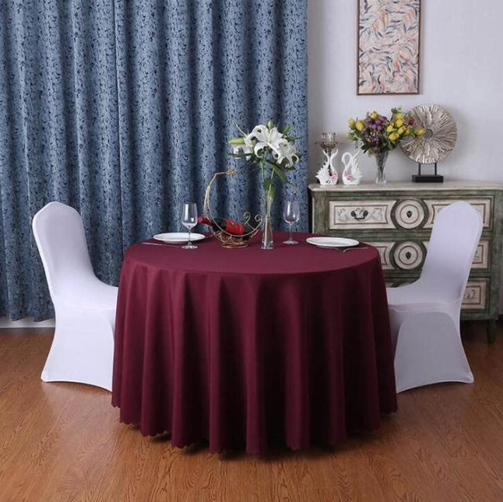 Nappe ronde vin rouge 280 cm en tissu uni pour table de banquet