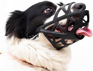 Soft Elastic Dog Muzzle for Small, Medium, Large and Extra Large Dogs, Allows Panting and Drinking, Breathable, Adjustable Ring Pet Muzzle for German Shepherds, Huskies, Labrador Retrievers