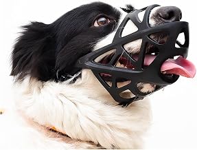Dog Muzzle, Adjustable Pet Mask with Reflective, Breathable Pet Mask for Large Dogs, Medium Dogs, Small Dogs, Prevents Chewing and Biting, Durable Dog Muzzle That Allows Panting, Drinking and Eating