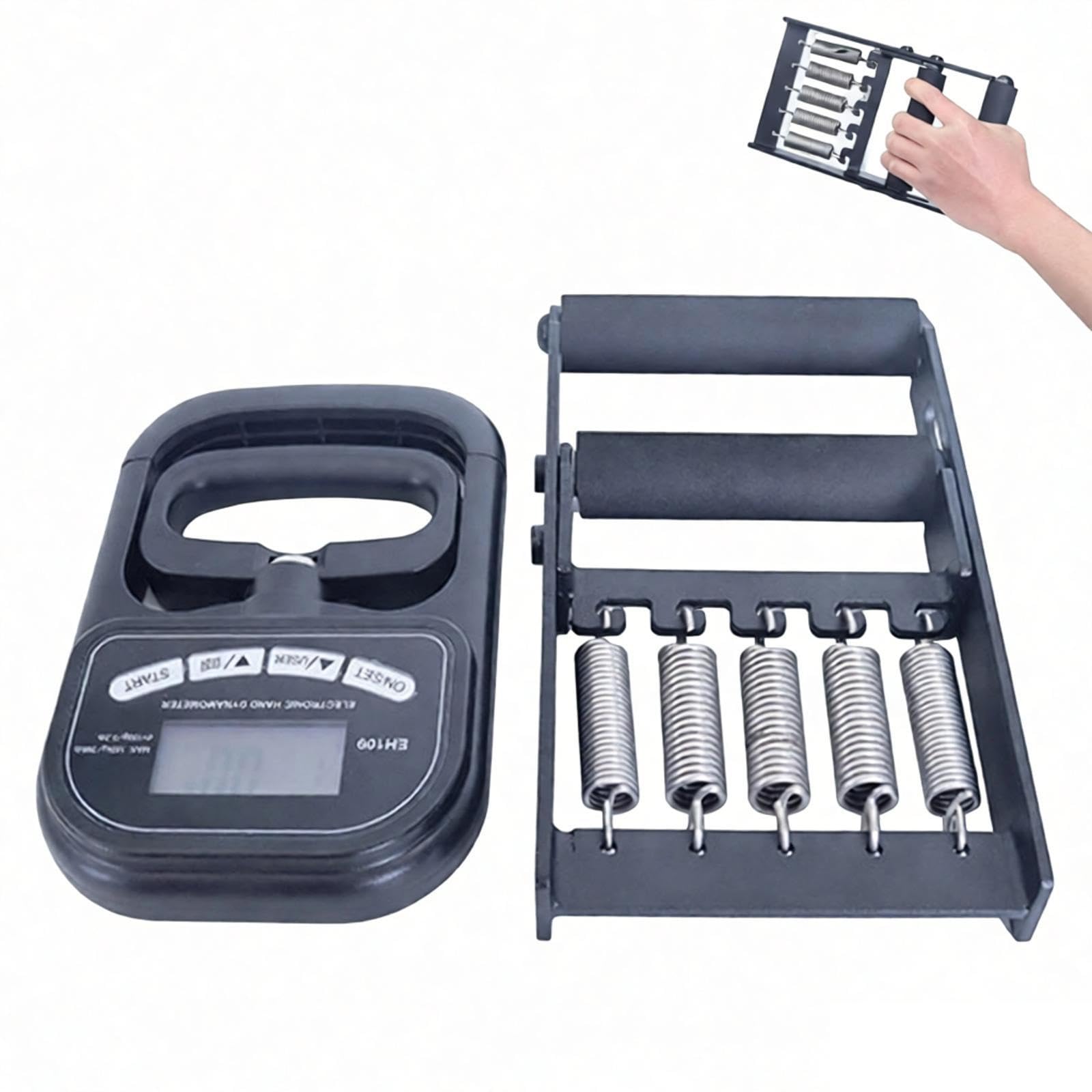Entrenador y comprobador de fuerza de agarre con 5 resortes resistentes, dinamómetro electrónico de mano con rango de medición de 5 a 120 kg, para mejorar la fuerza de la mano