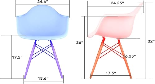 Miniatura 2 de Mid-Century - Juego de 2 sillas tapizadas de tela de terciopelo moderna con patas Eiffel de madera de nogal oscuro (azul aguamarina)