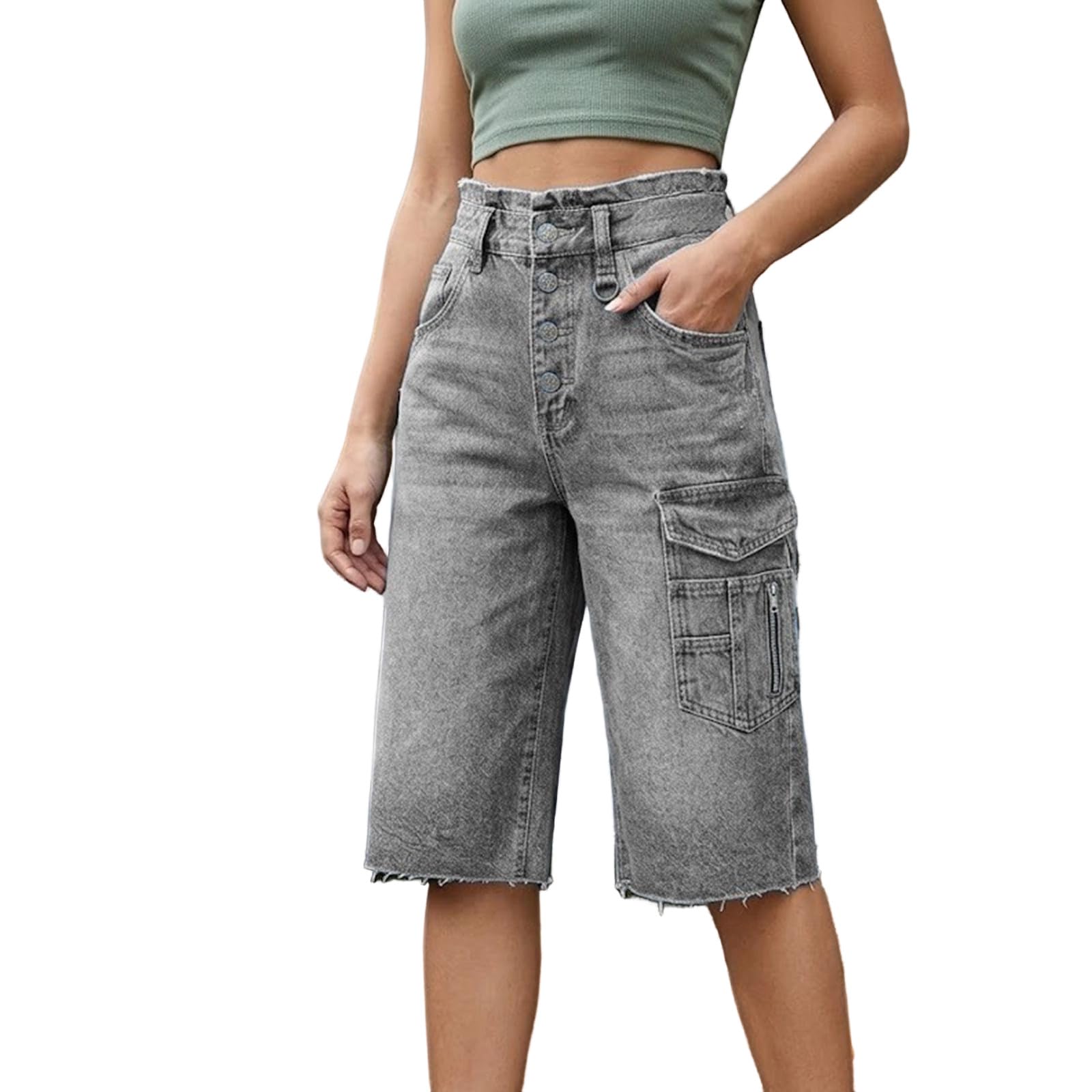 Baggy jorts ample et léger style cargo avec taille élastique ergonomique