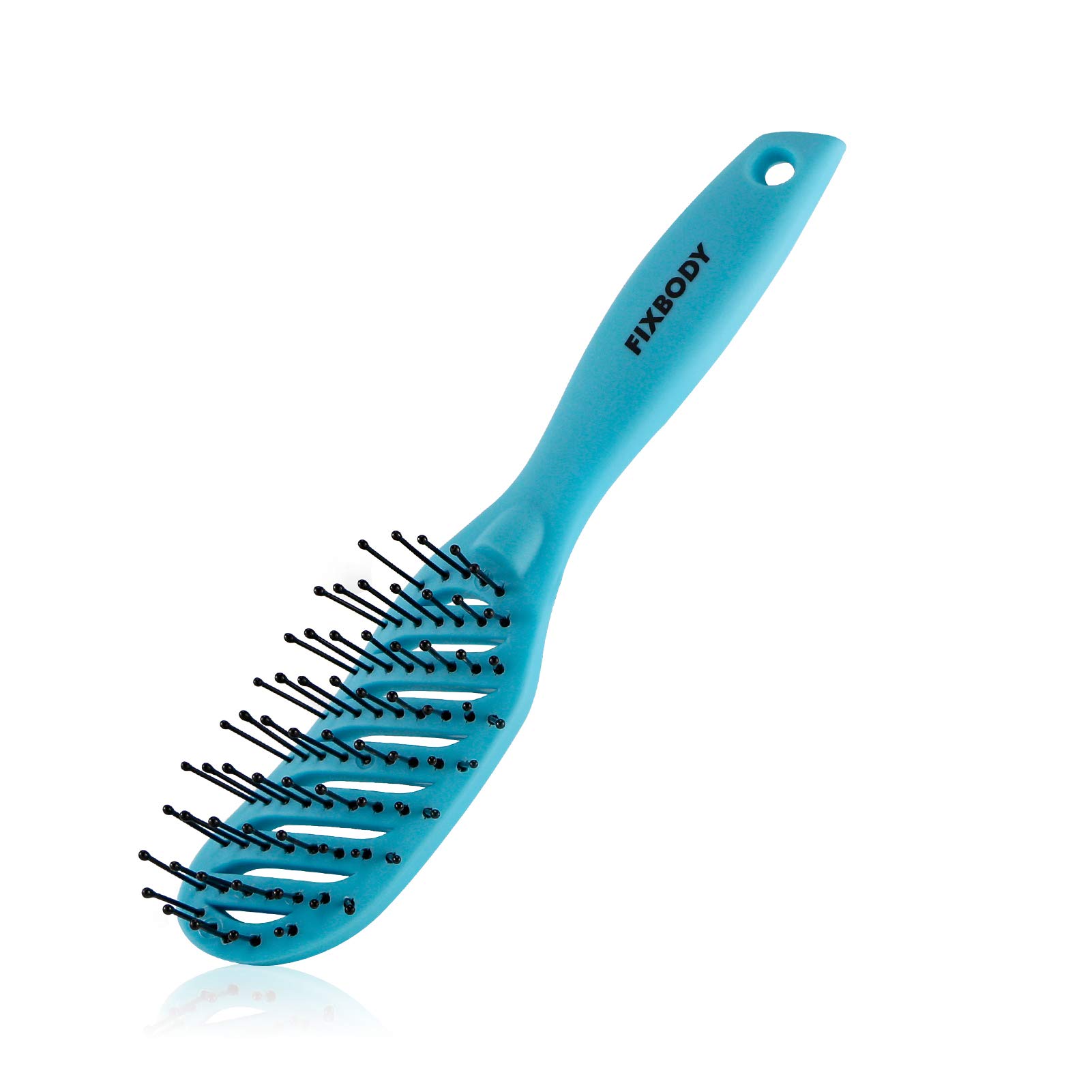 FIXBODY Curved Vent Hair Brush for Blow Drying, Styling and Solon, Detangling Hair Brush for Short Thick Tangles Hair, Both Men and Women, Blue