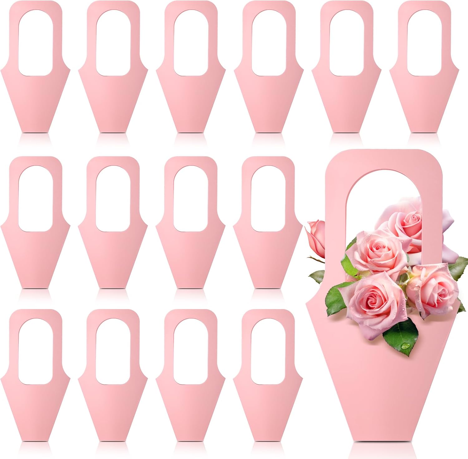 Cyblinia Flower Bouquet Bags with Handle - 20 Pcs Paper Flower Gift Bags for Valentine's Day, Wedding Party & Home Decoration