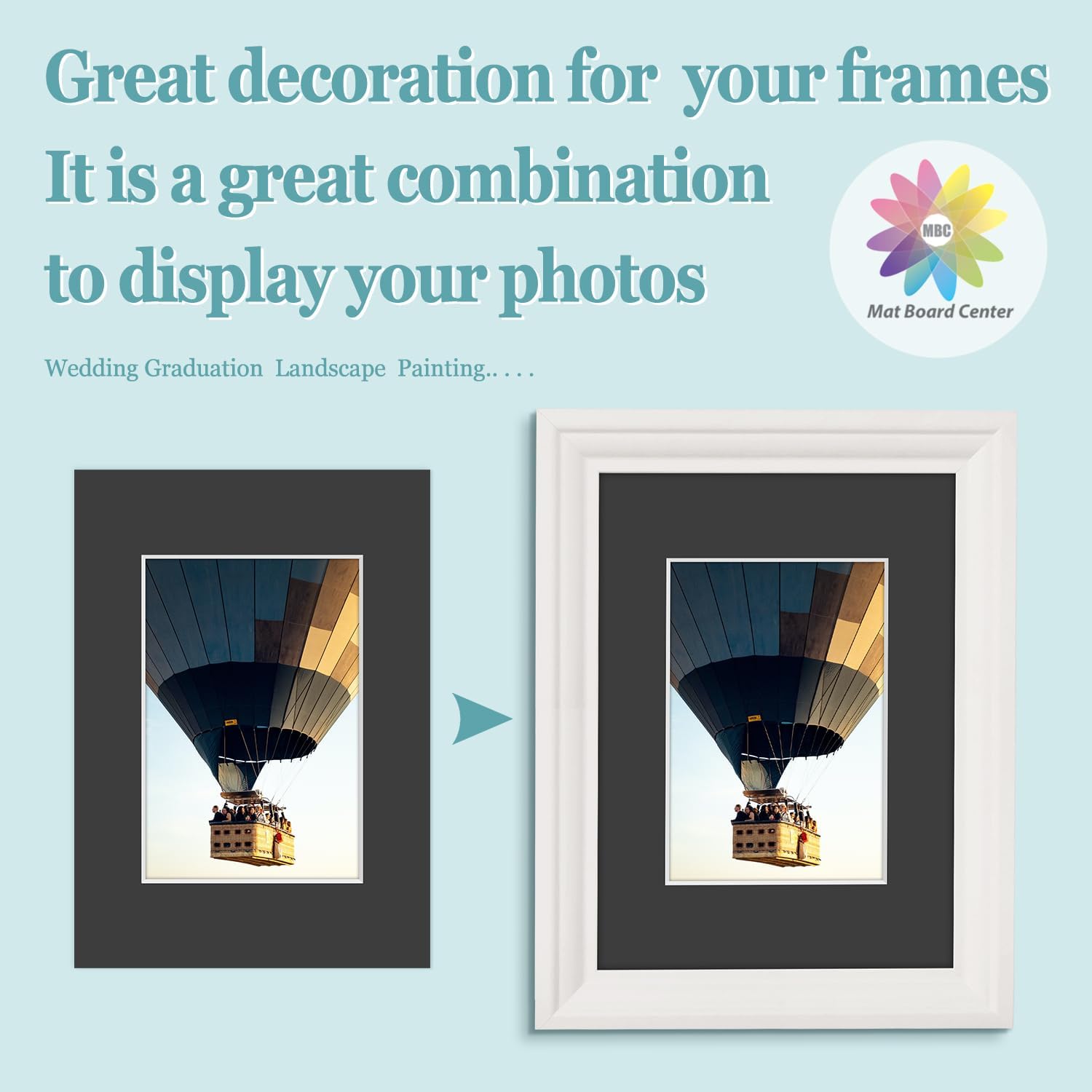 MBC Mat Board Center, 5 Pack 5x7 for 3.5x5 Black Picture Mats Frame Mattes, Bevel Cut, Acid Free, 4-ply Thickness - Image 5