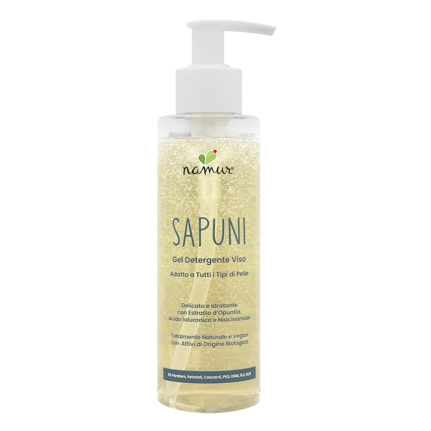 SAPUNI Gel Detergente Viso 200ml con Acido Ialuronico e Niacinamide, Formula Naturale e Vegana, Idratante e Riparatore, Profumazione Vaniglia e Ocean, per Tutti i Tipi di Pelle
