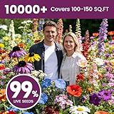 Wildflower Seeds Bulk 10000+, 1.06oz Butterfly Hummingbird Mix, 21 Variety Perennial Annual Mix, Heirloom Flower Seeds for Planting Outdoor Indoor, High Germination Rate Garden Seeds