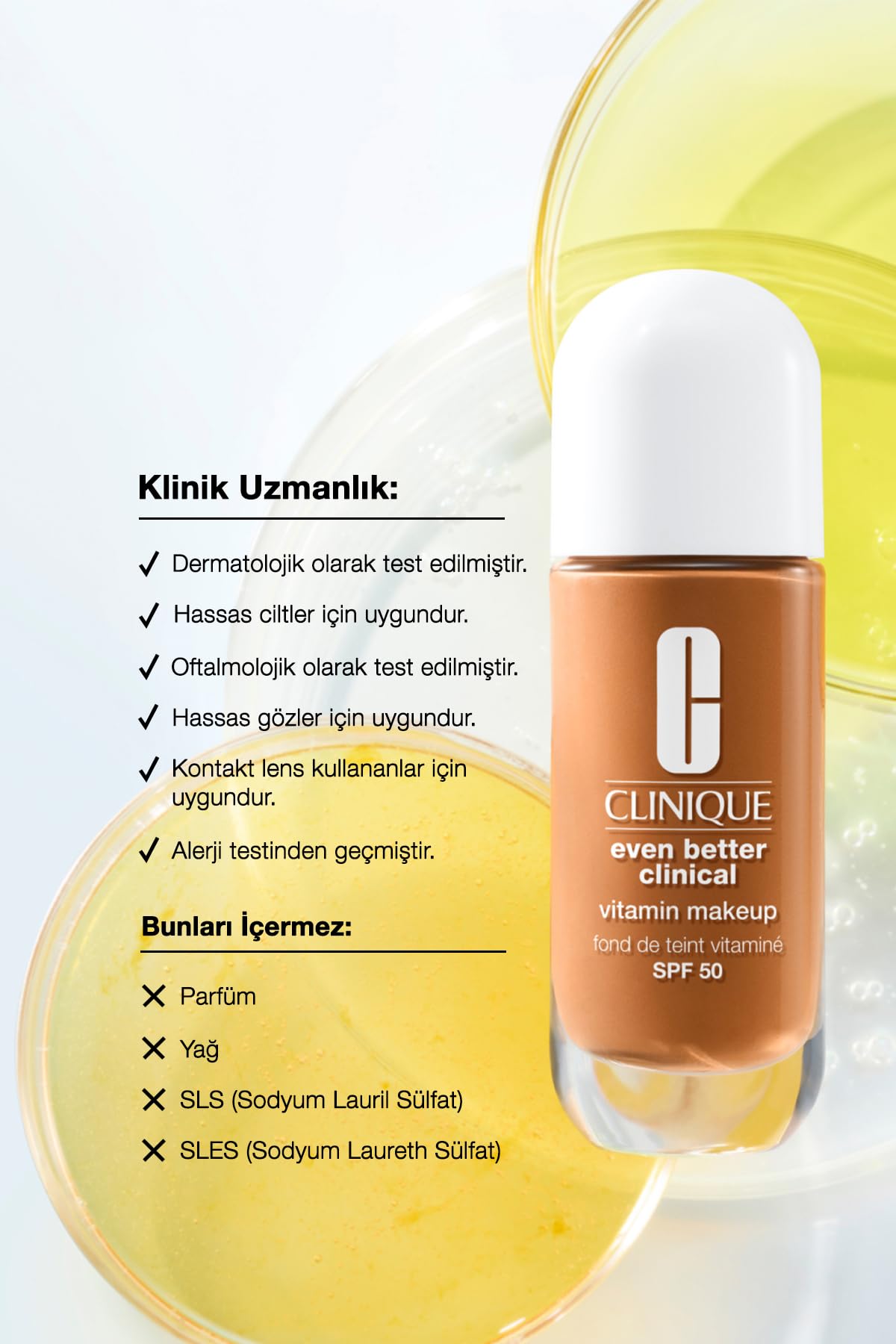 Clinique Even Better Clinical Vitamin Makeup Skin Tint Foundation SPF 50 z witaminą C, witaminą E i witaminą B3, lekkie pokrycie + błyszczące wykończenie