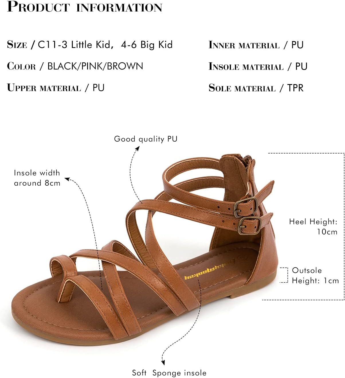 FUNKYMONKEY Girls Gladiator Strap Sandals Flat Fisherman Thong Cross Strappy Sandals - Image 6