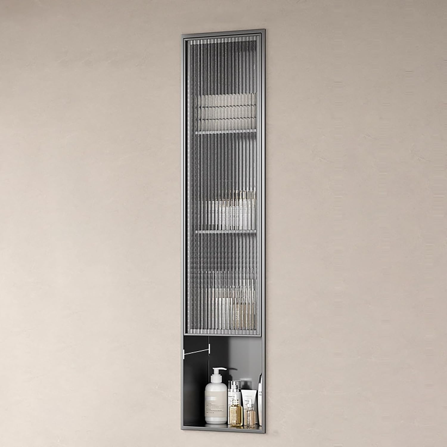 Thickened Stainless Steel Shower Niche with Glass Door - Integrated Molding No-Leak Design - 3D Electrostatic Spray Coating Recessed Wall Niche for Bathroom and Kitchen(1200x280x126mm)