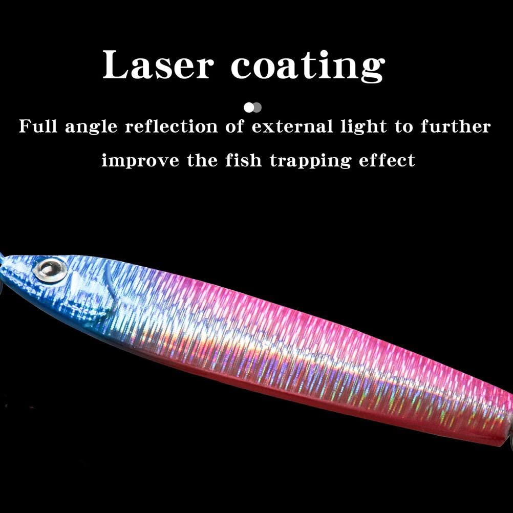 Fishing jig, 5Pcs 30g/40g Glow Pitch Jigs, Double Assist Hook Fishing Jig Saltwater Jigging Leurres pour Thon, Dogtooth Thon, Yellowtail, Kingfish, Bluefin