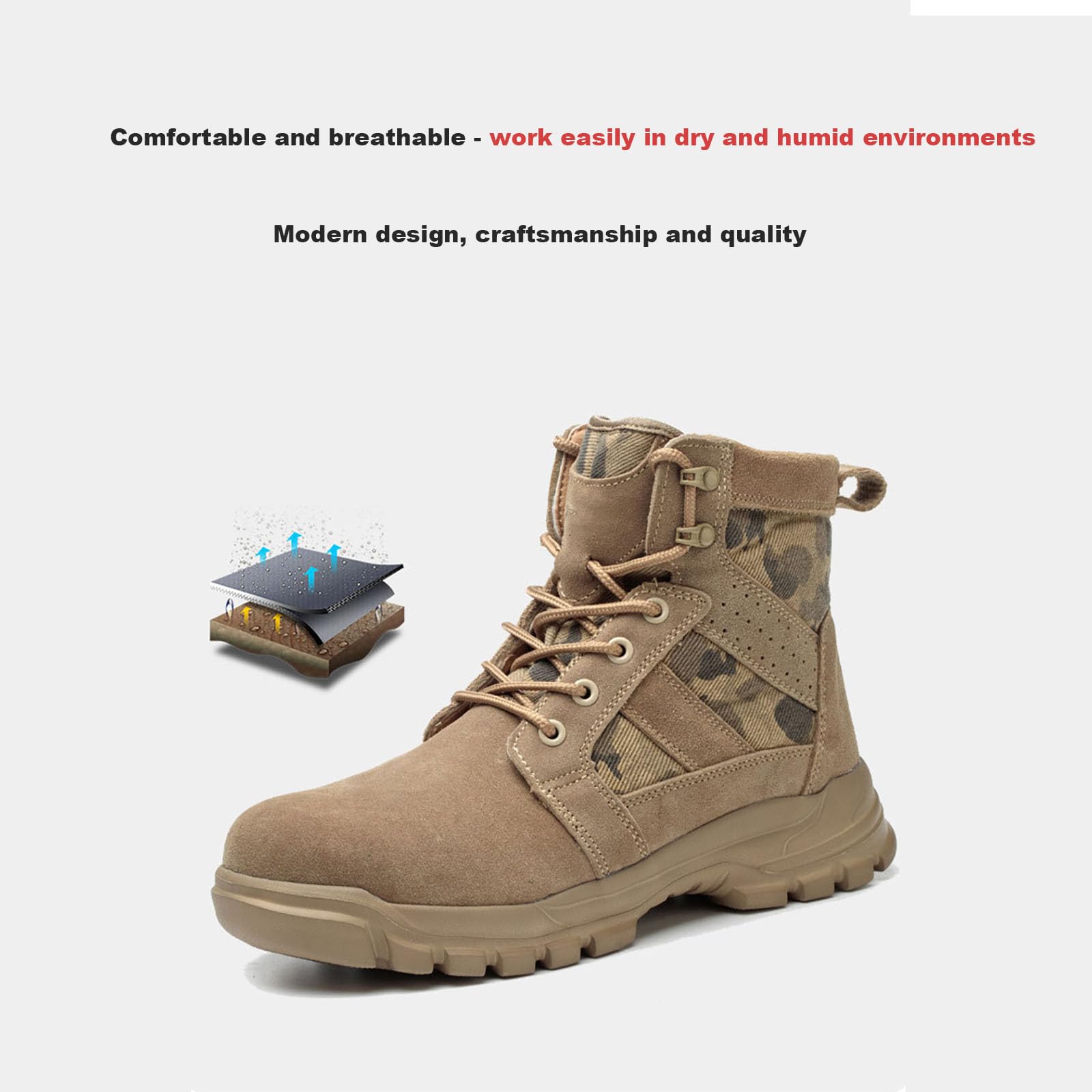 Herren Wanders Tiefel MilitäRischer Taktischer Kampf Leichte Outdoor-Stiefel Eu 37-48 Khaki