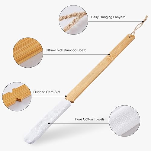 Miniatura 5 de Neoflavie Juego de 2 cepillos de limpieza de punta larga con 5 fundas reutilizables de secado suave, cepillo de pies para ducha, limpieza entre los