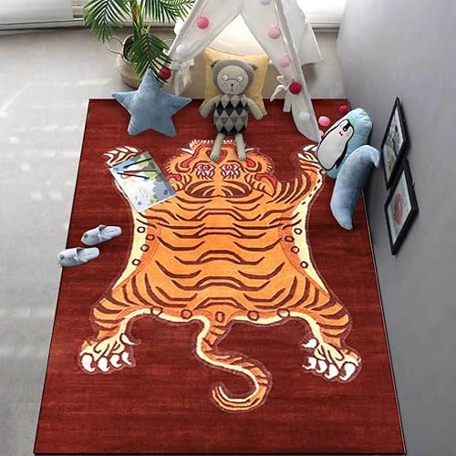 Alfombra bohemia vintage para sala de estar, dormitorio, patrón de estampado de tigre, antideslizante, alfombra de pasillo de cocina, lavable,