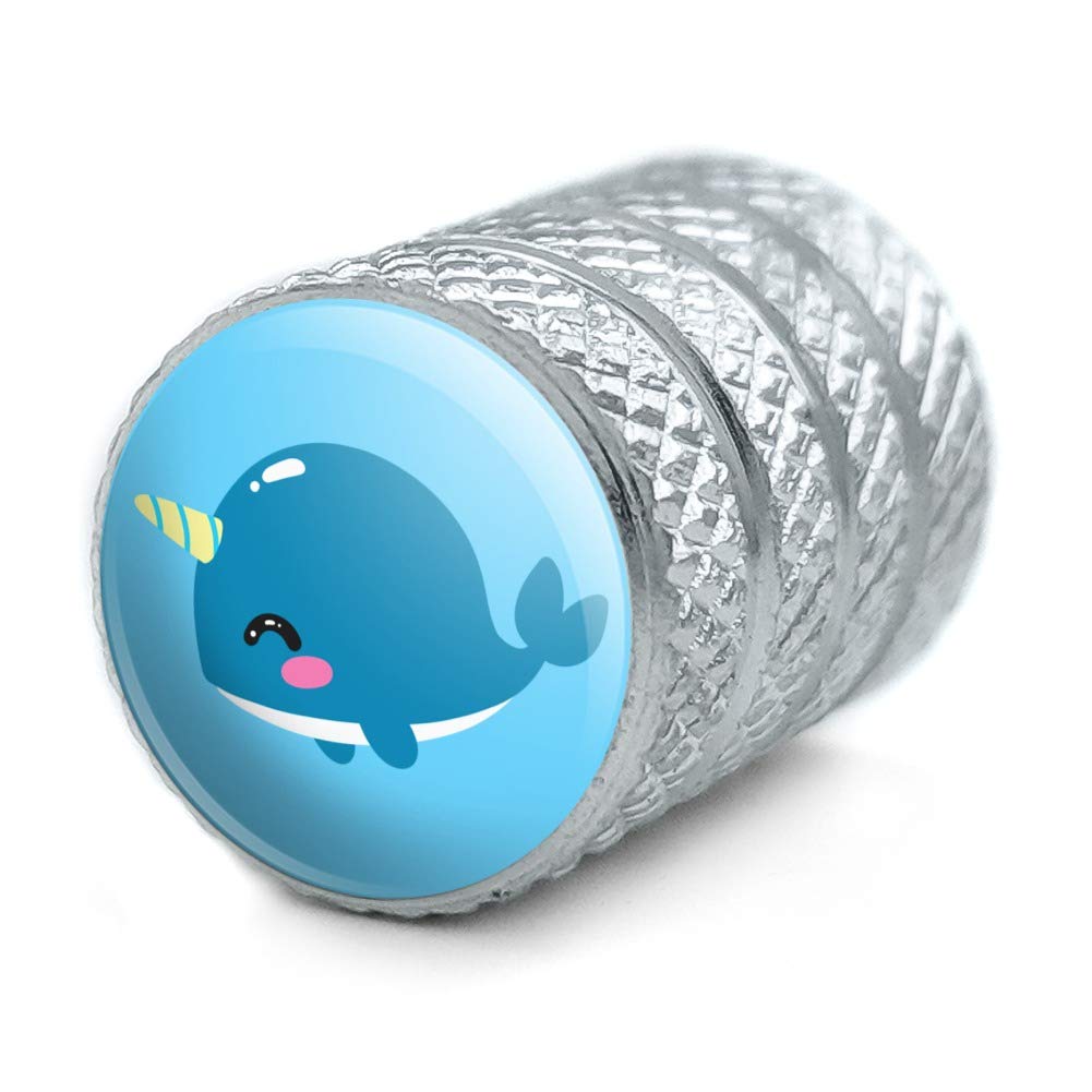 Cute Kawaii Baby Narwhal Motorcycle Bicycle Bike Tire Rim Wheel Aluminum Valve Stem Caps