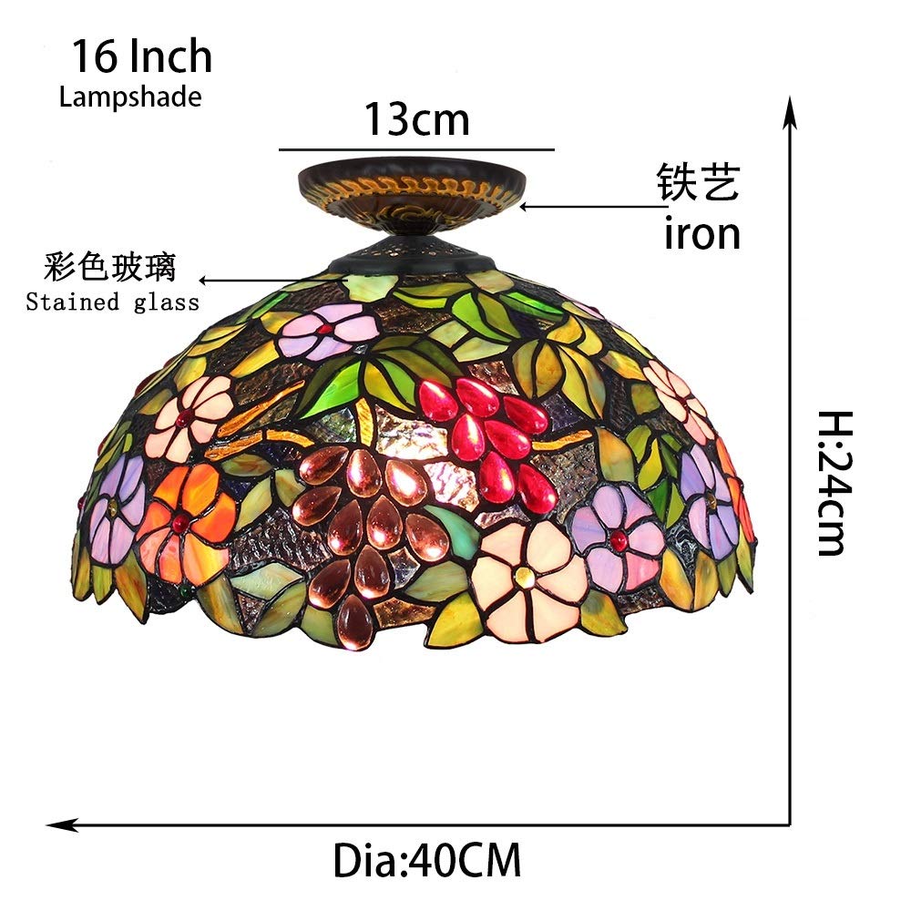 Lampa sufitowa w stylu Tiffany 16-calowe projekty klejnotów i witrażowe światło sufitowe Lampy domowe i latarnie do korytarza do sypialni