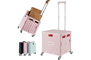 Pink Folding Utility Cart: Your Portable Shopping and Storage Solution