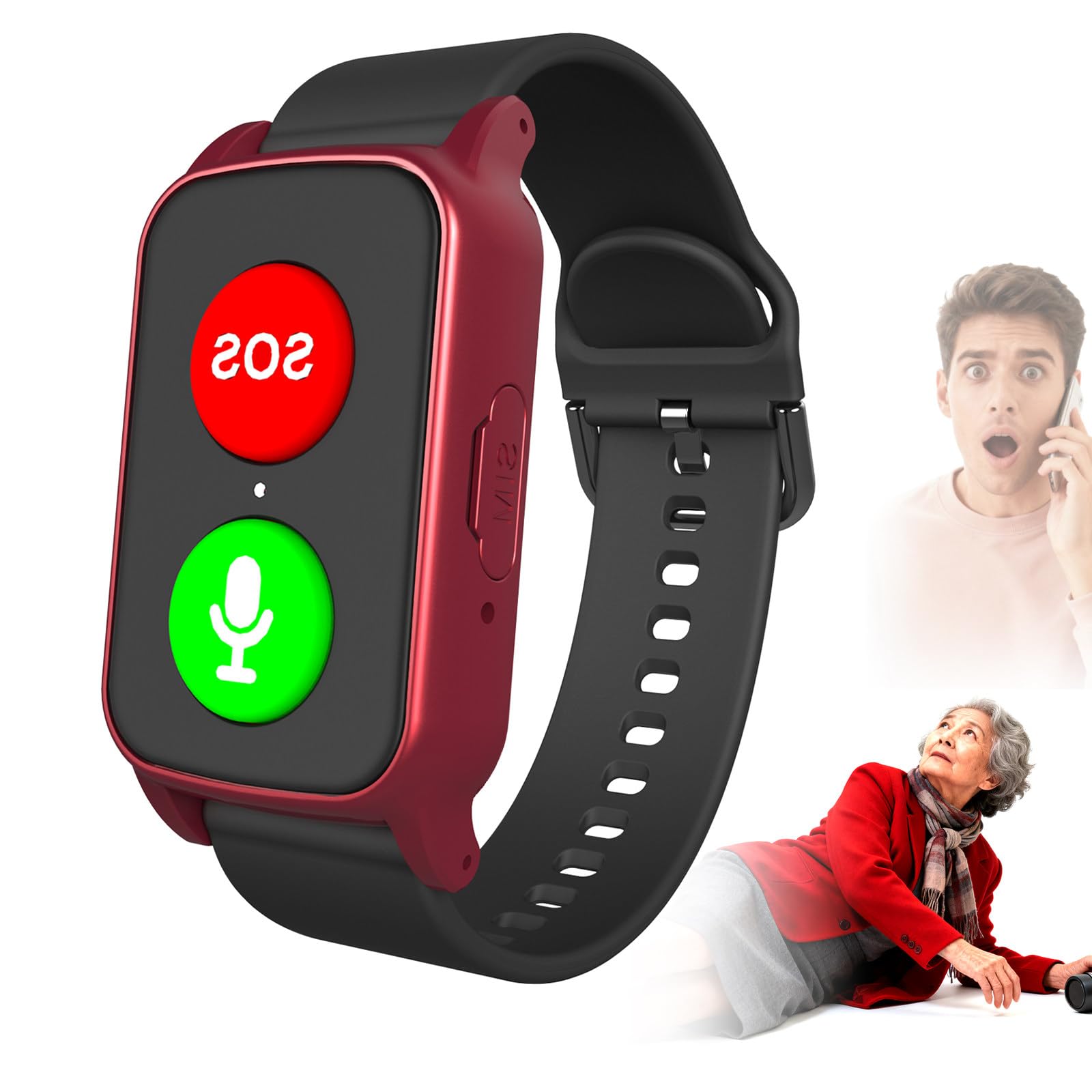 LRPMGZYoe Elderly Alarm Reminder Smart Watch GPS Tracker Red