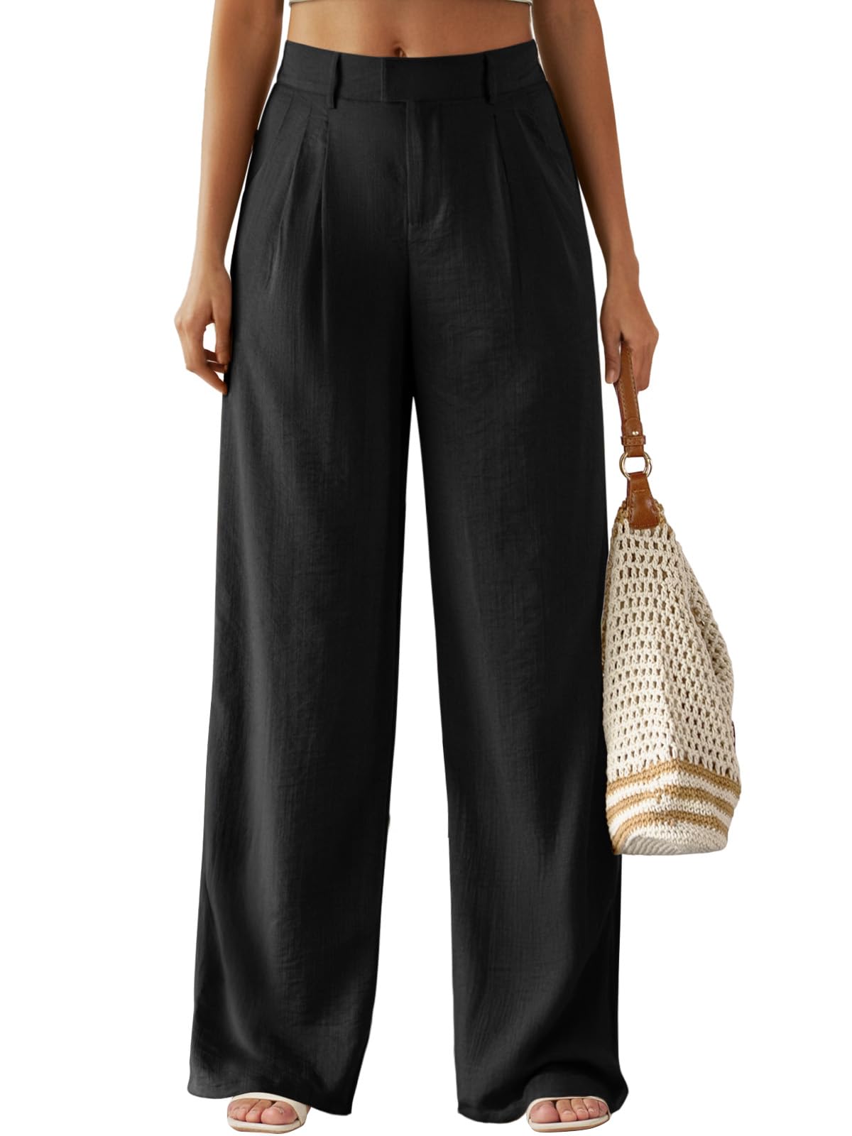 Feiersi Women's Wide Leg Work Dress Pants Casual High Waisted Slacks Straight Business Palazzo Trousers with Pockets