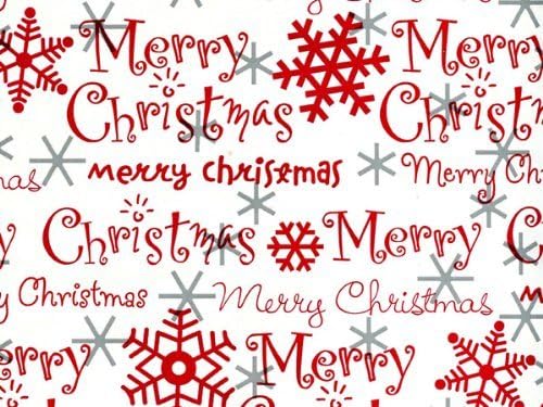 Merry Christmas Red Silver Christmas Gift Wrap Paper - 16 Foot Roll