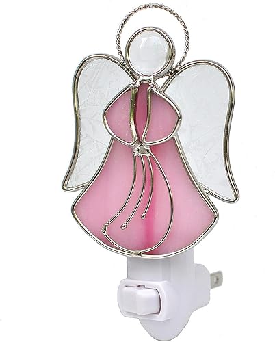 Luz nocturna de ángel de vitral, decoración decorativa de pared, enchufable, luz nocturna para pasillo, dormitorio, baño, cocina, decoración del