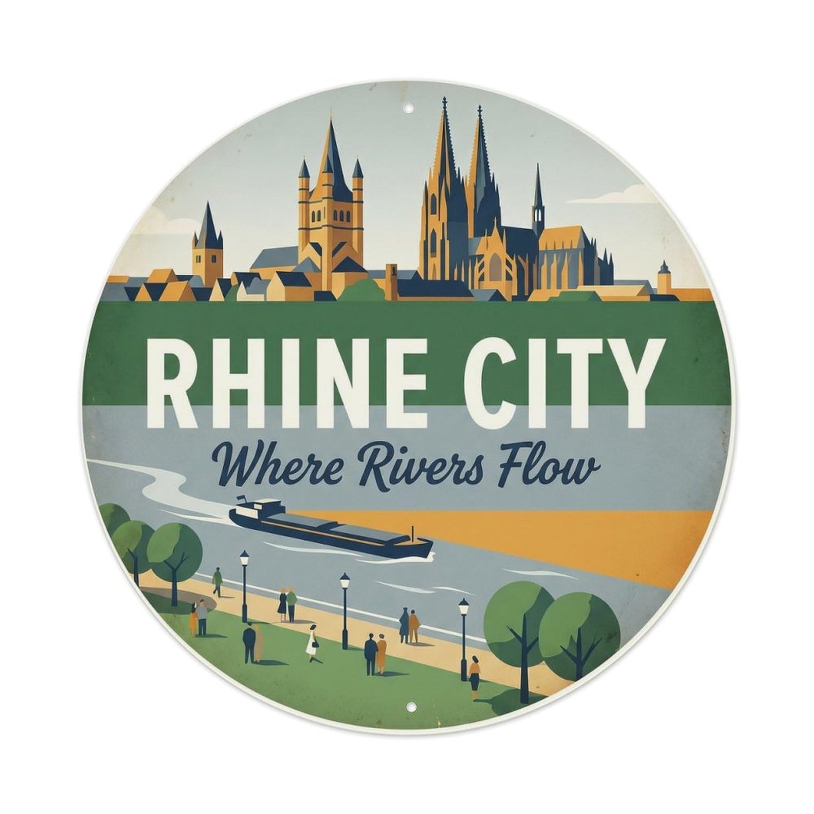 Fqnyr Style Vintage Travel Riverside Germany Metal Tin Sign