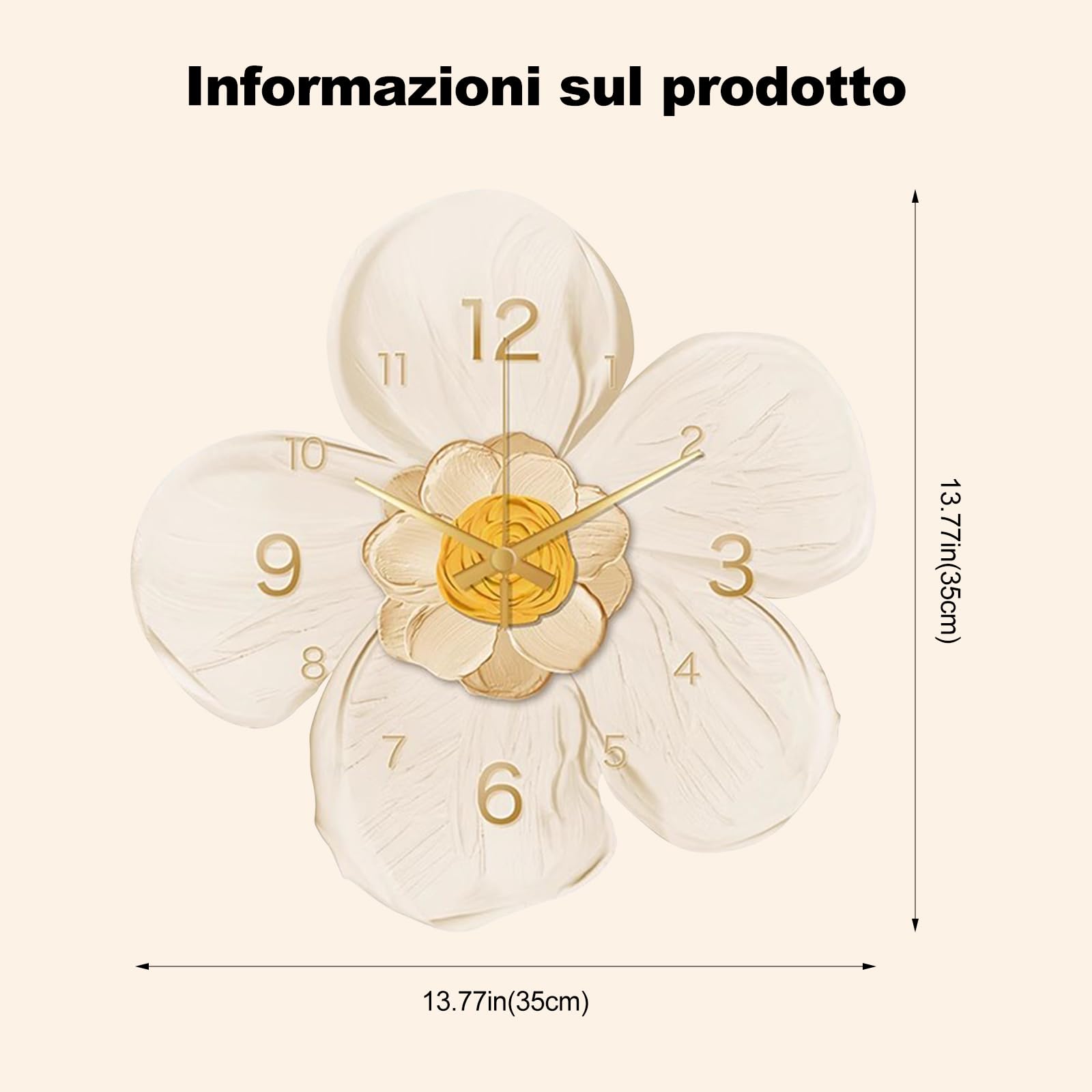 Ergocar Orologio Da Parete,Art Déco, Orologio Da Parete Moderno Con Fiori In Cristallo e Porcellana, Alimentato a Batteria, Adatto Per Soggiorno, Camera Da Letto, Studio e Ufficio