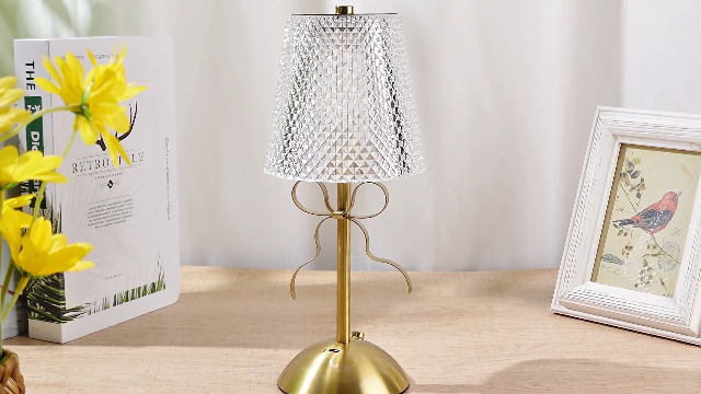 Image of Liliful 2 Pcs Cordless Table Lamp Rechargeable Touch LED Small Gold Portable Battery Operated USB-c Desk Lamp 3 Color Dimmable for Bedroom Living Room Dining (Gold,Crystal Cut Style Bow)