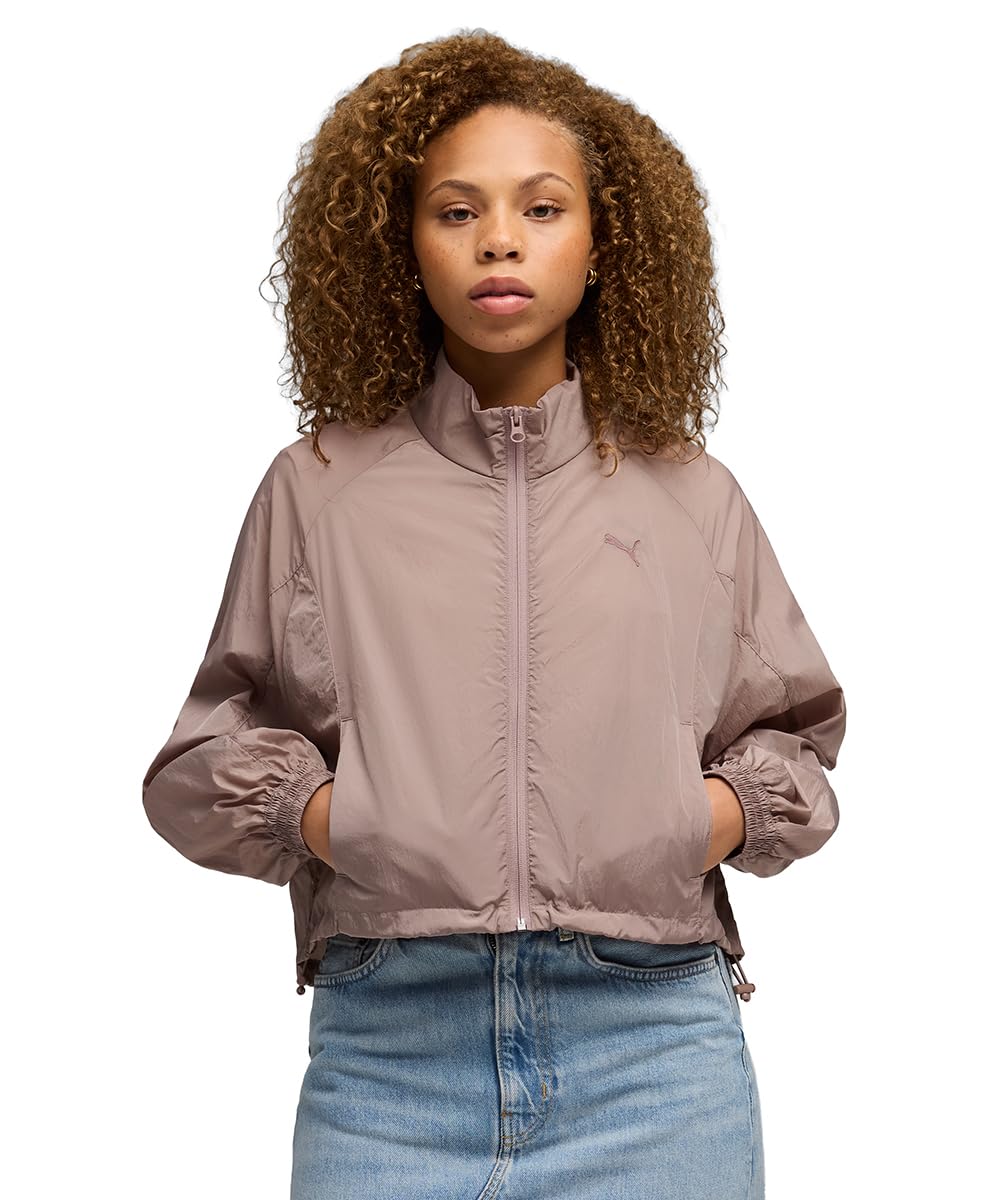 Puma | HER Women's Relaxed Woven Full-Zip Jacket | Sandstone | S in neutral