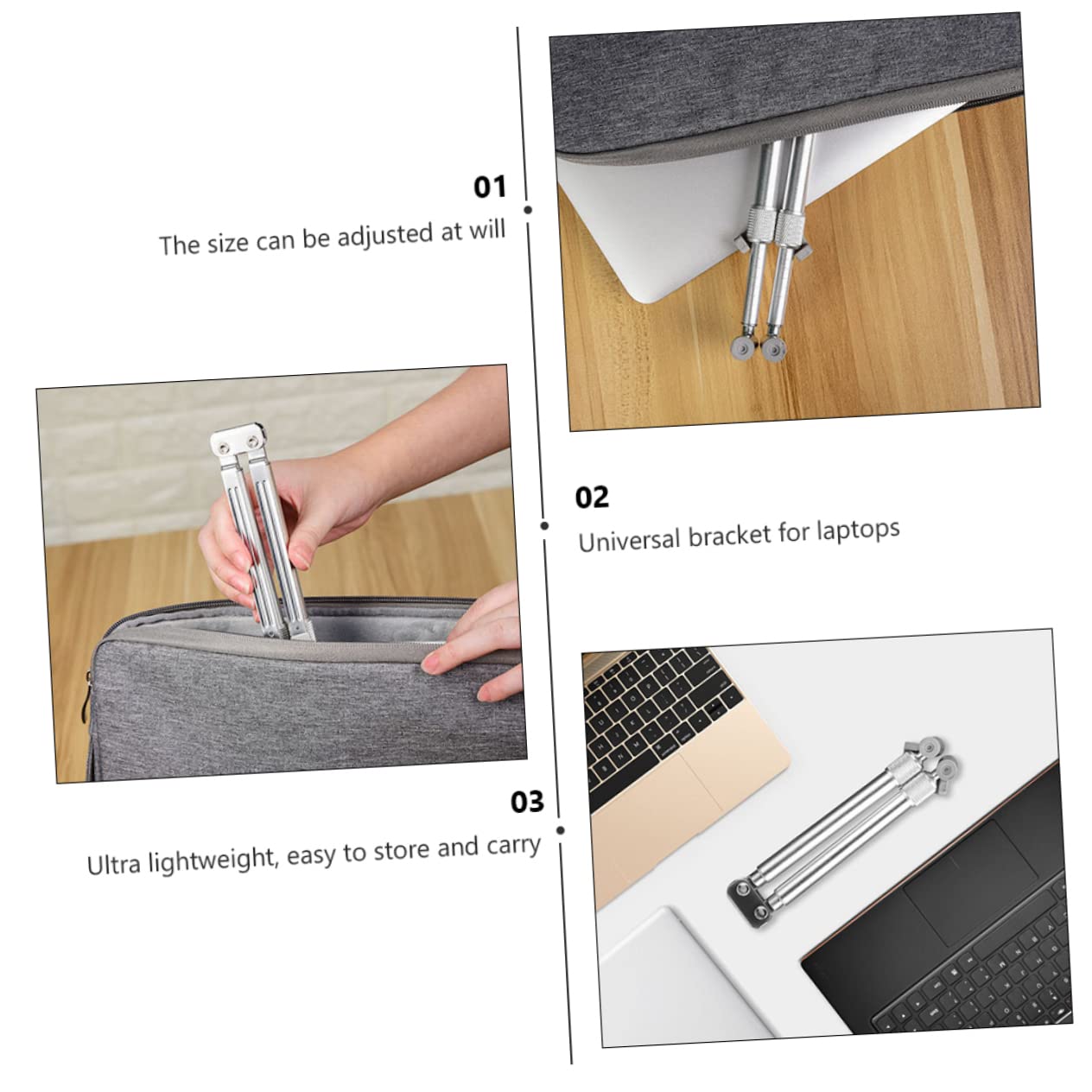 SHINEOFI 2 Piezas Soporte Portátil Ajustable de Aleación de Aluminio Base Ventilada y Plegable para Ordenador Portátil Compatible con Tablets y Notebooks y Duradero
