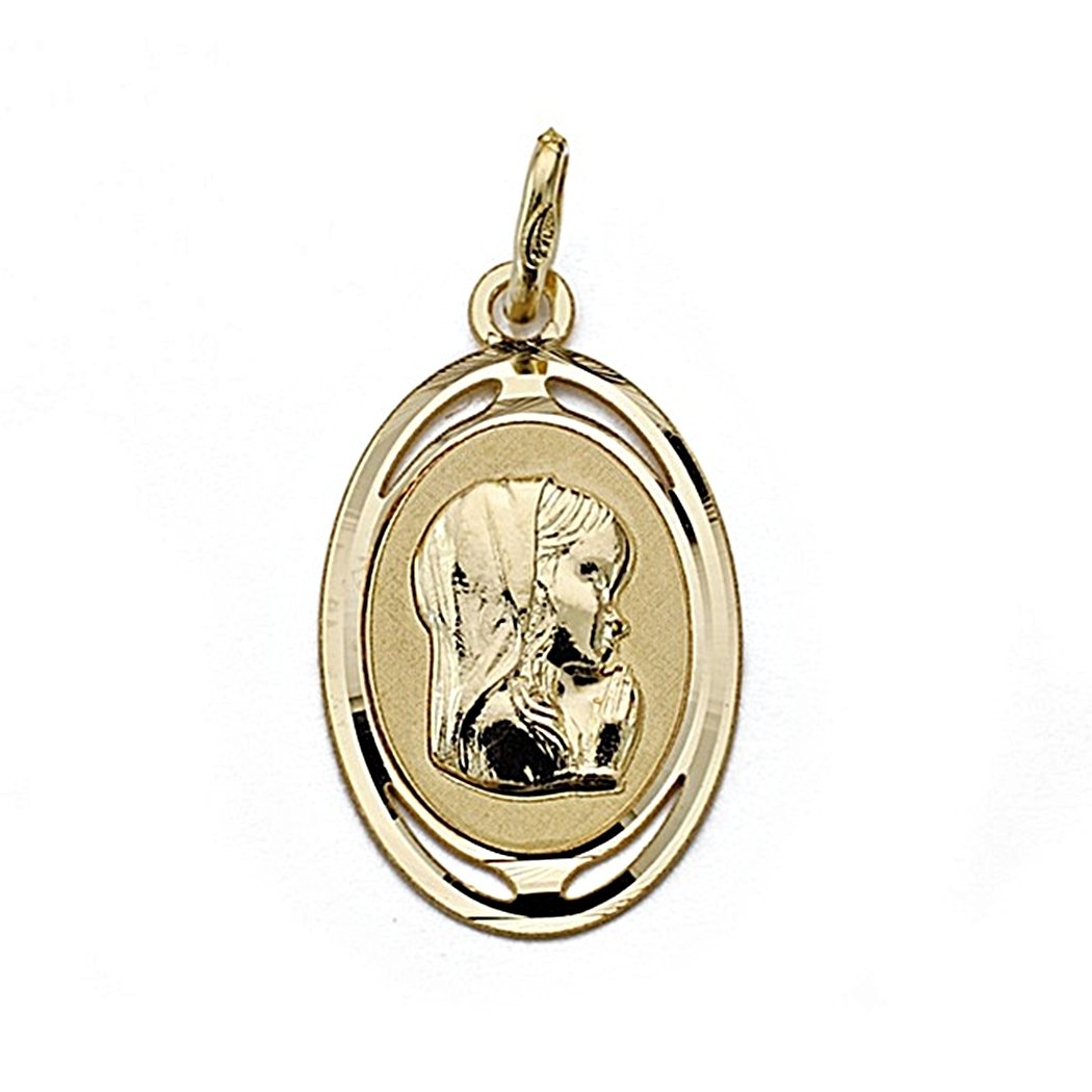 Medalla Oro 18K Virgen Nina 21mm. Oval [7996Gr] - Personalizable - Grabación Incluida En El Precio