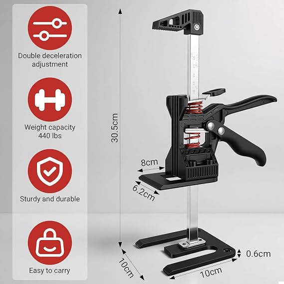 Labor Saving Arm Tool Jack, 2 Packs Effort Elevator Handheld Lift, Hand Furniture Jack Lift for Installing Cabinets,flooringwindows, Load, 440lbs