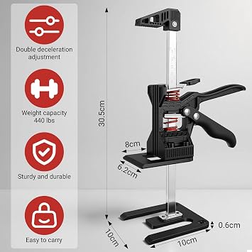 Labor Saving Arm Tool Jack, 2 Packs Effort Elevator Handheld Lift, Hand Furniture Jack Lift for Installing Cabinets,flooringwindows, Load, 440lbs