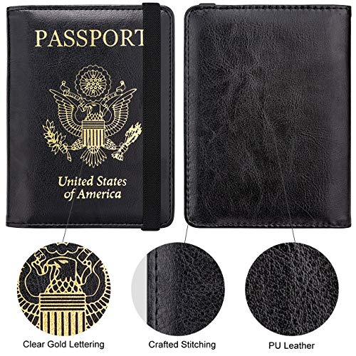 Image of WALNEW Passport Holder for Travel, RFID Passport Cover Wallet for Women Men, PU Leather Passport Book Card Holder Case with Pen, Travelling Essentials for Flying