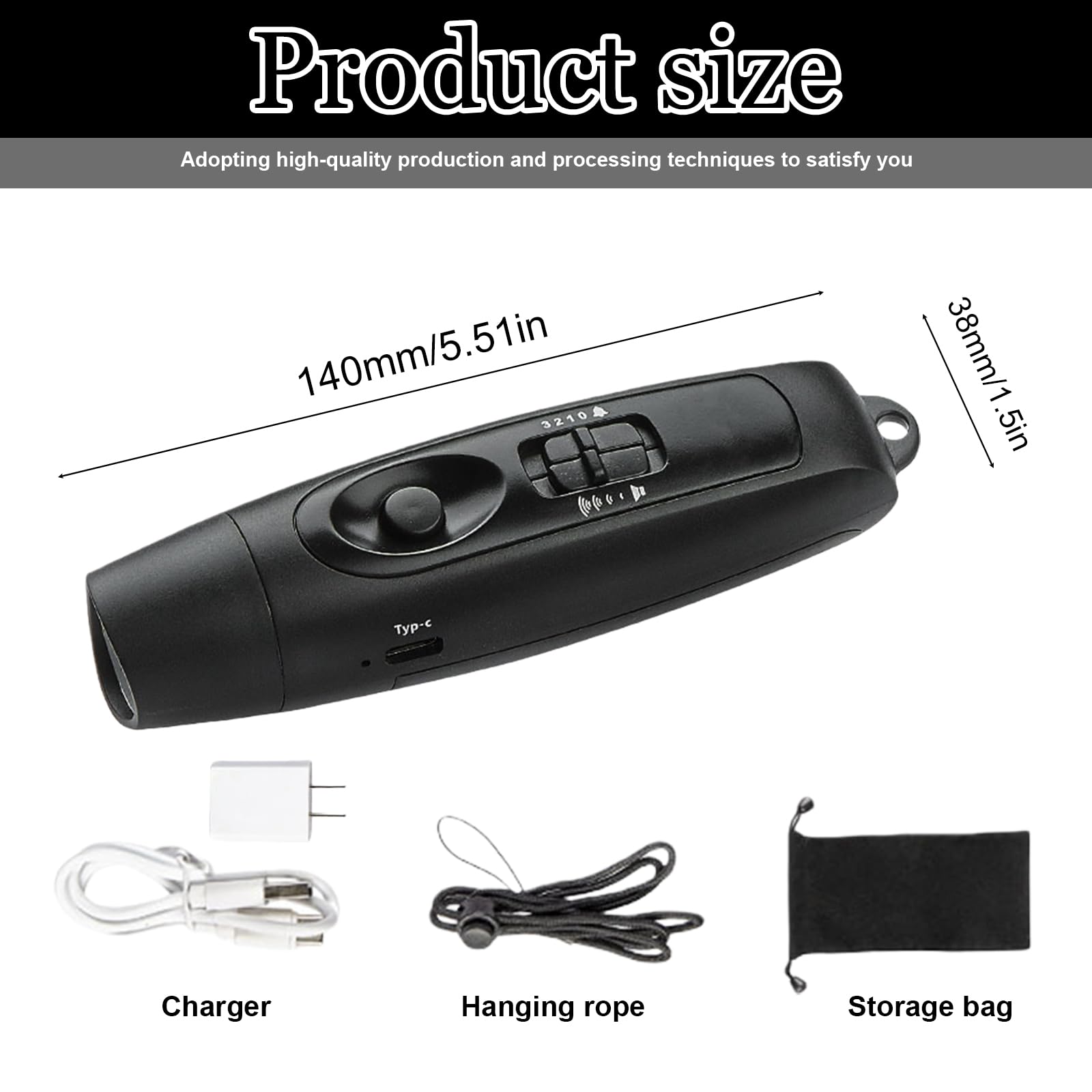 Fischietto elettronico con LED, 3 toni e 2 modalità di luce, fischietto da arbitro ricaricabile USB, fischietto di segnale forte per allenatori, polizia, insegnanti e esterni (nero)