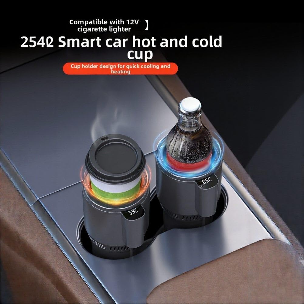 Portabicchieri portatile 2 in 1 per auto, per raffreddare e riscaldare, riscaldatore intelligente per bevande calde e fredde, per auto, ufficio, design compatto in ABS
