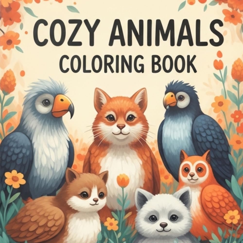 Cozy Animals Coloring Book: A Coloring Book for Calm and Joy | 8.5x8.5 55 Pages | Bold & Easy Designs for Stress Relief | Cute Woodland Creatures & Forest Friends for Adults & Seniors