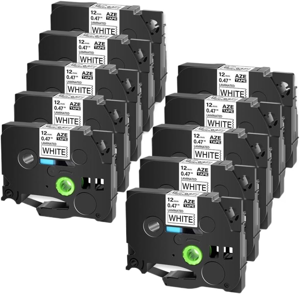 3-9219-05 熱転写式ラベルプリンター用ラミネートテープ 白 TZe-251 【AXEL】 アズワン 10PK 白地に黒 12mm ラミネートラベルテープ プリンター用品と互換性あり 部品番号 TZE-231 PT-1000 で使用