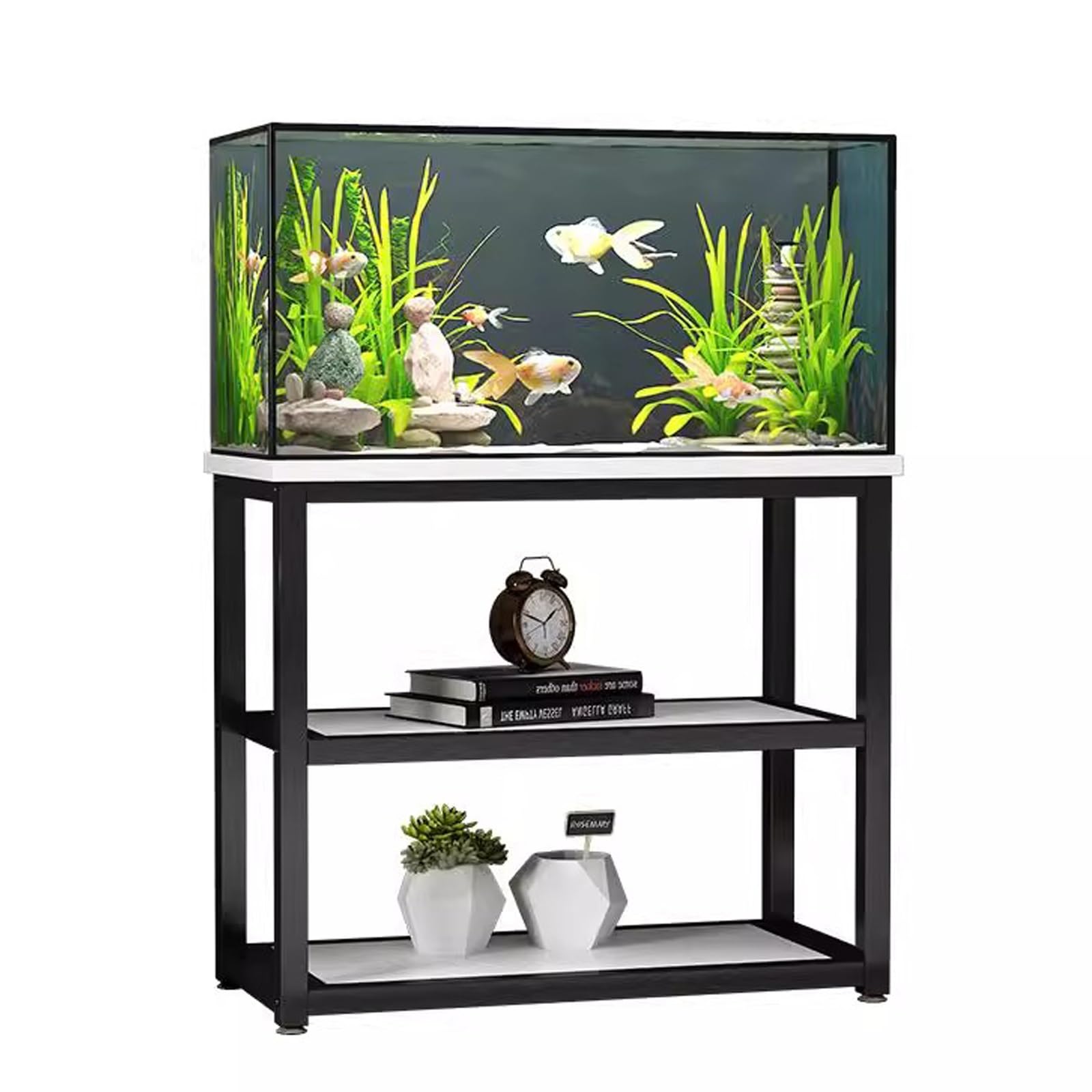 Stojak na akwarium i terrarium 70 cm wysokość, półki do przechowywania akwariów, stabilny stojak, duża pojemność, nadaje się do biur, gabinetów i salonów (65 x 35 cm/25,6 x 13,8 cala)