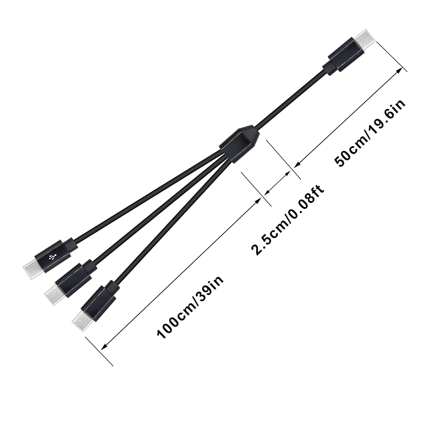 3 in 1 USB Type C Splitter Cable,USB C Male to 3 USB C Male Data Snyc and Charging Cord,USB C Multi Charging Cable for Cell Phones,Tablets and More(4.9FT/1.5M) image 5