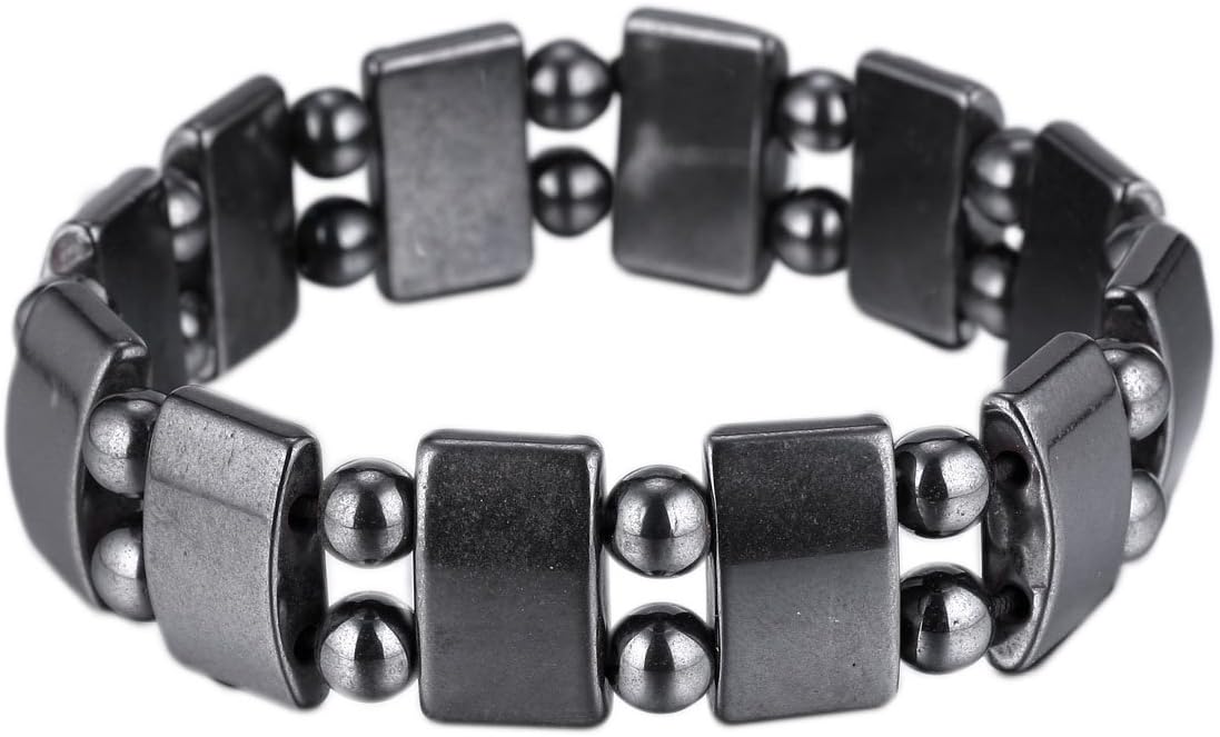 VIKI LYNN 2 Pcs Hematite Magnetic Bracelets for Women and Men Hematite Magnetic Stone Beads Adjustable Magnetic Bracelet Wristband Dainty Jewelry Gift for Mom, Dad, Wife, Friend S27-St2